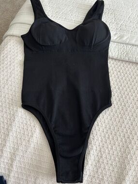 Black Ribbed Bodysuit/Swimsuit